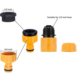 Threaded Tap & Hose Connector,Hose Tap Connectors 1/2 Inch and 3/4 Inch 2in1 Faucet Adapter,1/2 Inch Garden Hose Quick Connector,for Car Washing & Hose Connection(Quick Connector+2-in-1 Tap Connector)