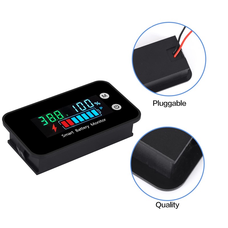 IPX7 Waterproof Battery Monitor with Bracket 7-100V,12v 24v 36v 48v