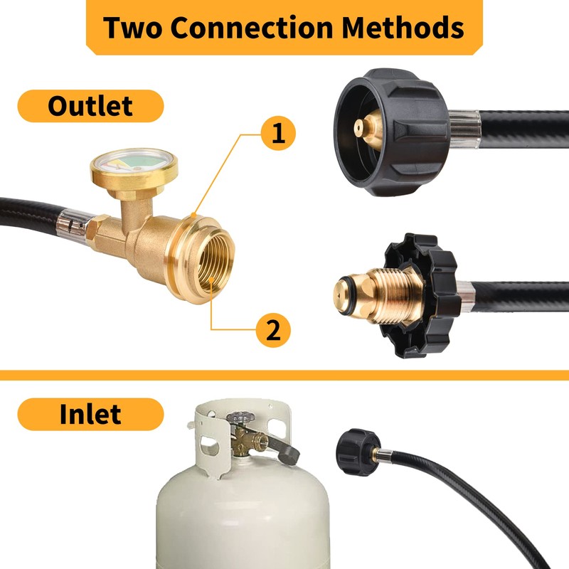 Onlyflame 12 FT Propane Extension Hose with Gauge - Propane