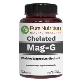 Pure Nutrition MagG - Chelated Magnesium glycinate Supplement | 180 Tabs | 440mg Elemental Magnesium | High Absorption Supplement to Support Overall Well Being
