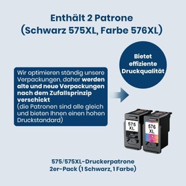 PG575 XL CL576XL Multipack Printer Cartridges PG575 CL576 Cartridges Replacement Compatible with Canon 575 576 575XL 576XL Cartridges for Canon Pixma TS3550i TS3551i TR4750i TR4751i (Black and Colour