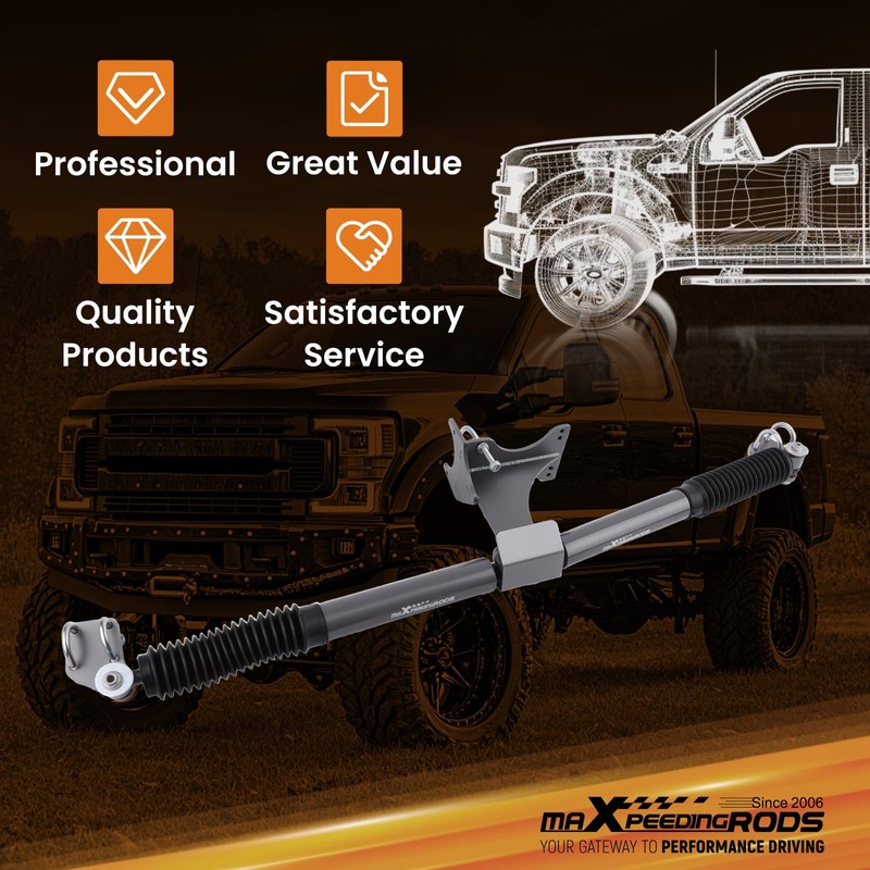 maXpeedingrods Dual Steering Stabilizer for 2-8" Lift F-250 F-350 4WD