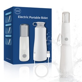 Homfan Portable Electric Bidet for Travel, Rechargeable Handheld Bidet with 3 Water High Pressure Sprayer Levels, Adjustable Nozzle, IPX7 Waterproof, Perfect for Personal Hygiene, White