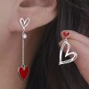Deluxe Aretes Zirconia Corazón Pendientes Asimétricos Regalo Amor