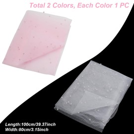 AHANDMAKER 2 Yards Pearl Fabric Pearl Table Cloth 2 Colors Pearl Tulle Fabric for Wedding Table Runner Bridal Shower Bridal Veil Birthday Party Decoration, White and Pink