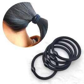 Ring Strap Up Set Basic Black Hair Elastic Band / 링 끈 올림 세트 기본 블랙 머리 고무줄 헤어 밴드