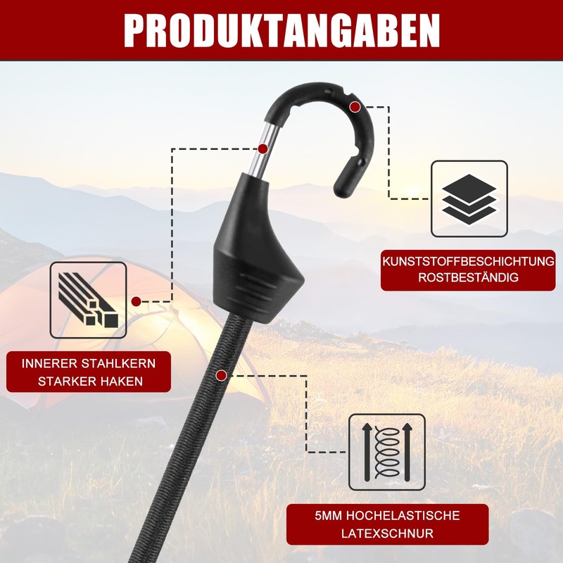 Akicderu Elastic Straps with Hooks, Heavy Duty Expander with Hooks,
