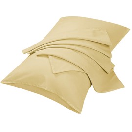 sourcing map 2 Packs Pillow Cases Double Brushed Microfiber Pillowcases - Envelope Closure, Pillowcases Covers Gold 50 x 65cm