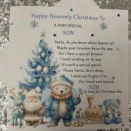 Handmade Heavenly Christmas Card for Daughter, Son, Granddaughter, Grandson (Son)