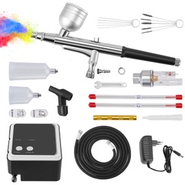 Trsaow Airbrush-Set mit Luftkompressor, 36 PSI Hochdruck-Airbrush, Dual-Action-Airbrush-Set mit 0,2-, 0,3- und 0,5-mm-Düsen, Airbrush-Halter, tragbares Airbrush-Set zum Malen, Modellieren