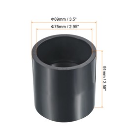 PATIKIL UPVC Pipe Fitting 75mm 2.95 Inch Socket, 1 Pack Straight Couplings Adapter Connector, Dark Grey