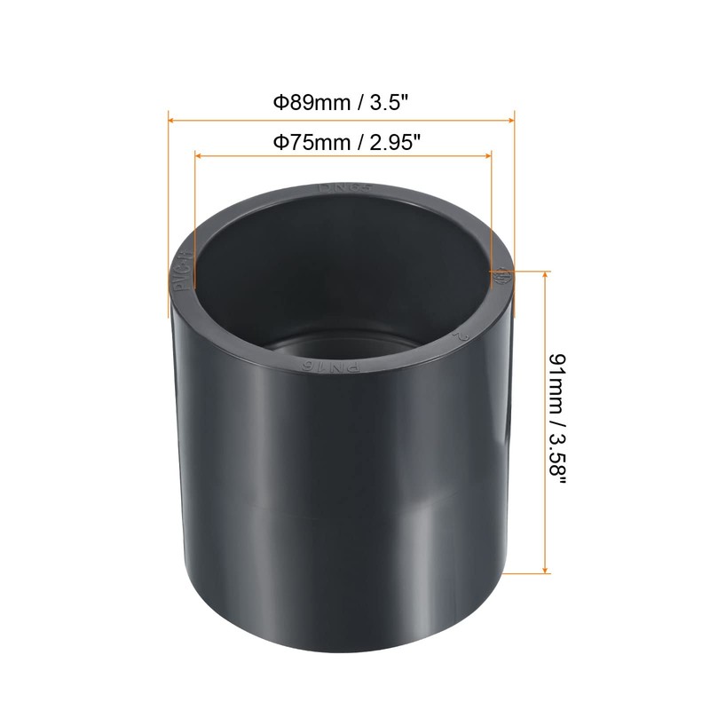 PATIKIL UPVC Pipe Fitting 75mm 2.95 Inch Socket, 1 Pack