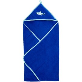 Playshoes Jungen Frottee-Kapuzentuch Hai 340033, 7 - Blau, 100x100cm