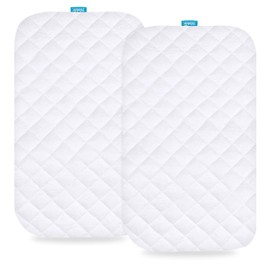 Waterproof Quilted Bassinet Mattress Pad Cover Compatible with VaVaSoo, MMBABY, GoFirst, Milliard Bedside Bassinet, 2 Pack, Ultra Soft Surface, Breathable and Easy Care