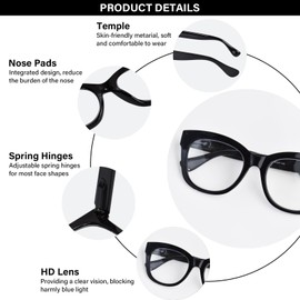ZESAKER Oversized Reading Glasses for Women Men Trendy Large Frame Blue Light Blocking Readers with Spring Hinges Stylish Computer Readers Glasses Eyewear (Black,2.0)