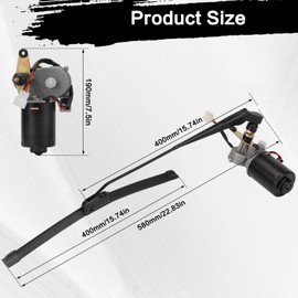 SMOTRCC UTV 12V Electric Windshield Wiper Motor Kit with 16" Wiper Blade and 16" Wiper Arm, Compatible with Polaris Ranger RZR 570/900/1000, Compatible with Can-Am Defender, Maverick X3