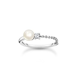 THOMAS SABO Ring Pearl with Stone 925 Sterling Silver TR2369-167-14, Sterling Silver, Cubic Zirconia Pearl