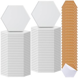 96 Pcs Ceramic Tiles for Crafts Coasters, Ceramic Tiles, Include 48 Unglazed White Tiles with 48 Cork Backing Pads Use with Alcohol Ink Acrylic Pouring for DIY Project Gift (Hexagon)
