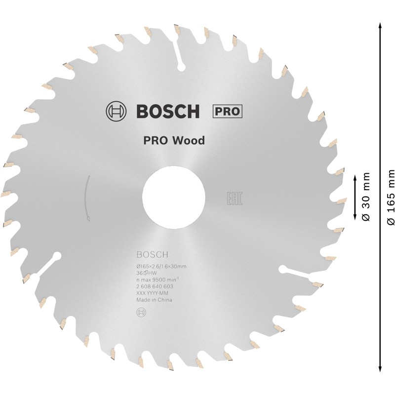 Bosch 2608640603 165 x 2.6 x 30 mm Opti Wood