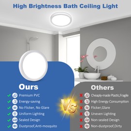 Defurhome Bathroom Ceiling Light,15W 1500LM,5000K Daylight White, Waterproof IP54,Dome,Modern,Flush Ceiling Light for Kitchen,Toilet,Porch,Bedroom,Utility Room,Ø18CM(White)