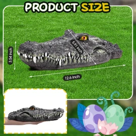 Silipull 12.6 Inches Floating Alligator Head Decoy Pool Accessories Outdoor Pools Float Alligator Fake Crocodile Head for Goose, Duck Control, Pool, Garden Decorations and Patio Accessories(Classic)