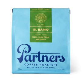 Partners Coffee EL Ramo Single Origin Light Roast Espresso with Flavor Notes of Peach, Fresh Cream, Vanilla, Ideal for Pourover/Drip/Chemex Brew Methods – 12 Oz.