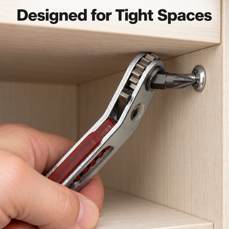 Compact Reversible Ratchet Screwdriver for Tight Spaces – 15° Angled
