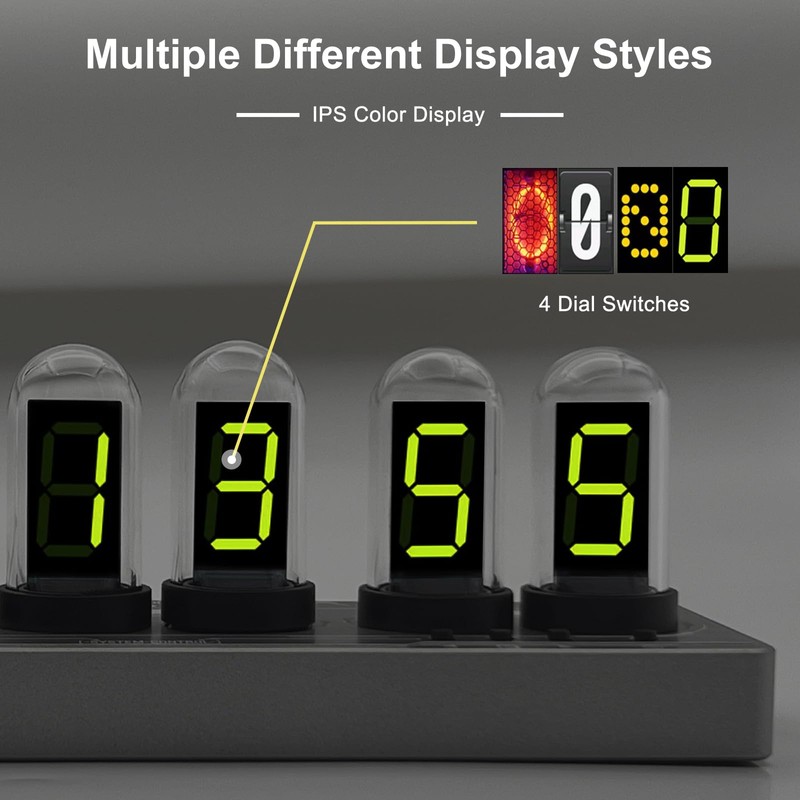 JoFomp Nixie Tube Clock Kit, IPS Color Screen Desk Digital