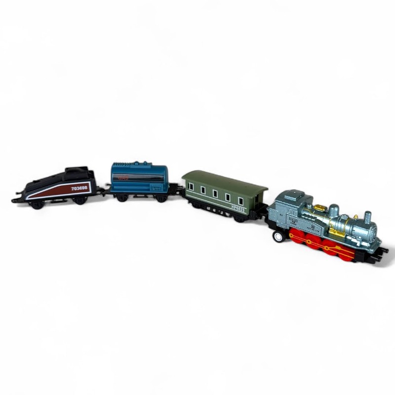 Toysmith Mini Pull-Back Train Set, Assorted Styles, For Boys &