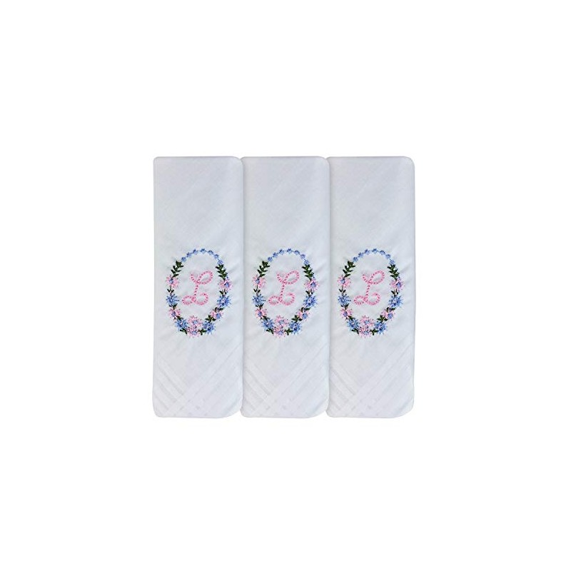 2COZEE Womens/Ladies Embroidered Initials Taschent 3-Pack? CHER with White EM