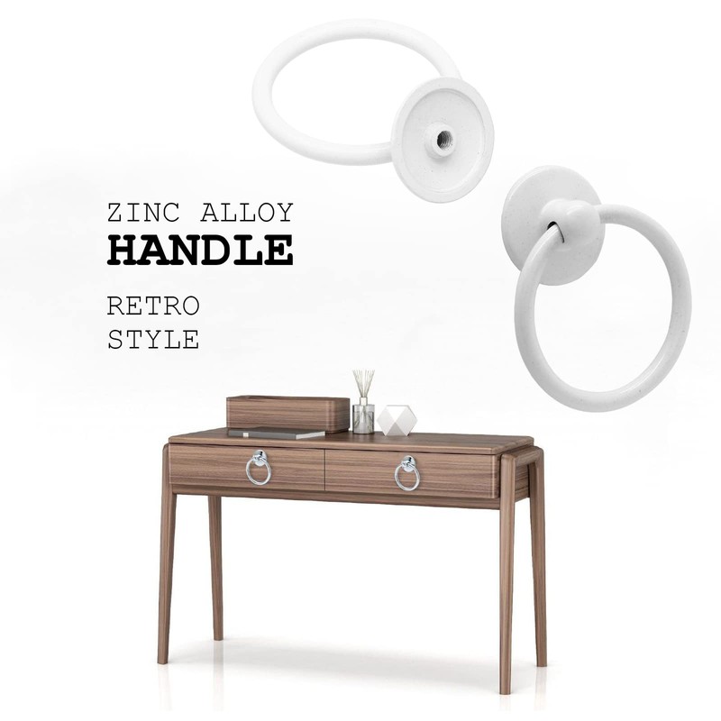 Bonsicoky 6Pcs White Ring Handle Knobs Round Ring Drawer Hardware