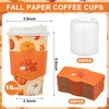 50 Pcs 16oz Fall Disposable Coffee Cups Pumpkin Maple Leaves