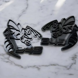 Emblem Badge 345 Hornet Badges Emblem Bee Black Out Matte, 2 Badges, Fender Angry Agressive