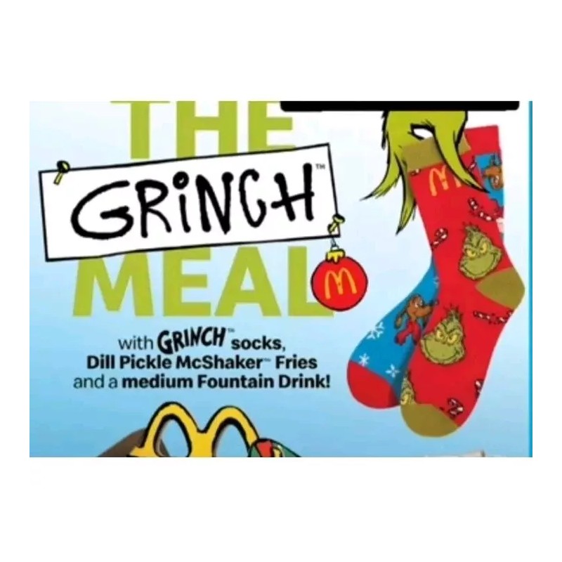 McDonald's Canada The Grinch 2024 Socks NEW SEALED Adult One