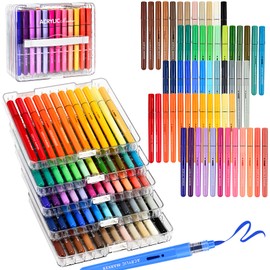 60 Colors Acrylic Paint Markers, Automatic Ink Control System with Soft Brush Tip Acrylic Paint Pens for Rock Painting, Canvas, Wood, Glass, Metal, Ceramic, Calligraphy, Card Making, DIY Crafts