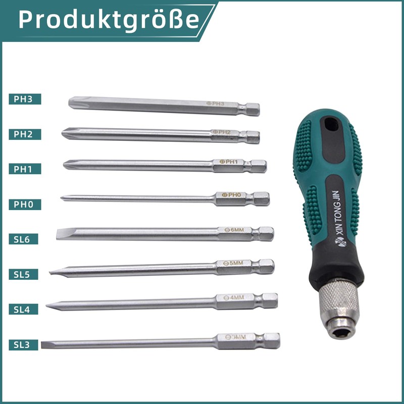 EULAPGOE 9-Piece Long Screwdriver Bit Set, SL3-SL6, PH0-PH3 Star Head