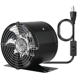 Aydomer 8 Inch Inline Duct Fan Exhaust Ventilation Fan with Switch Low Noise High Air Flow Extractor Fan Metal Exhaust Fan with Bracket and Mesh for Basement, Garage, Attic, Kitchen(Black)