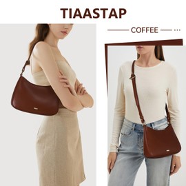TIAASTAP Handbag Women's Small Hobo Bag Elegant Shoulder Bag Y2K Shoulder Bag for Women PU Leather Shoulder Bag Women's Small Handbags with Zip Cool Things for Teenage Girls, coffee