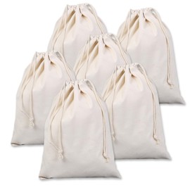 Neutral Zenith Drawstring Bag, Plain, Cotton, Canvas Fabric, Drawstring Bag, Storage Pouch, 11.8 x 15.7 inches (30 x 40 cm), Set of 6