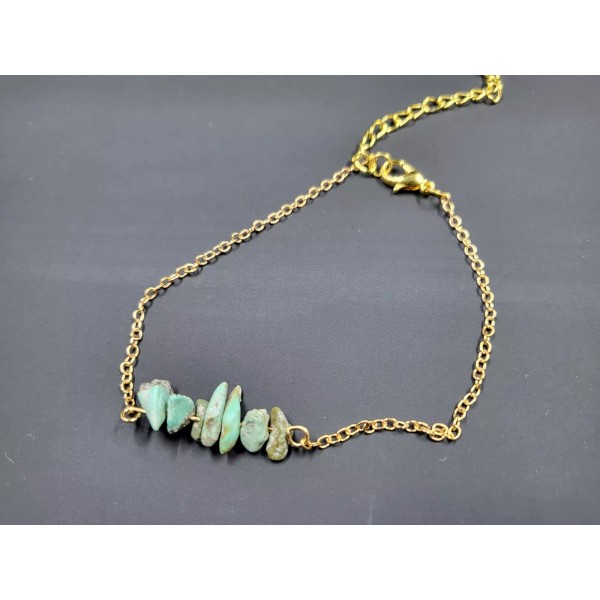 Unbranded Turquoise Stone Beaded Minimalist Gold Chain Bracelet
