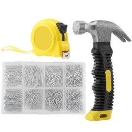 900 Iron Nails Set with 8-Way Assortment, 282 g Mini Carpenter's Hammer & 3 m Iron Tape Measure - Ideal for DIY, Wood, Drywall, Metalwork (Includes Nail Assortment for Picture Frames, Roofing Felt)