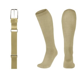 League Outfitters MVP Baseball Belt and Socks Combo Adjustable Baseball/Softball Belt for Youth, Boys, Girls, and Adult (Vegas Gold, Small (Shoe Size 1-4))