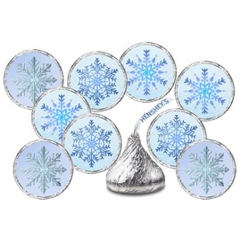 216 Snowflakes Kisses Stickers Labels, Christmas Kisses Stickers for Party Decorations, Gift Tags, Wrappers, Holiday Themed Party Favors Decor for Kisses. Made in USA