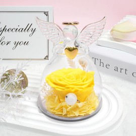 Sunia Mother's Day Gifts for Mum, Eternal Rose Angel Gifts for Mum, Eternal Rose in Glass Angel Figure Mum Gift, Birthday Gift for Women, Gift Mother's Day, Mother Grandma Gift, Mother's Day