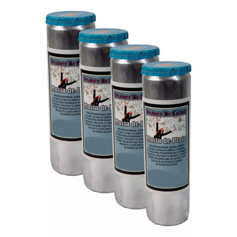 4 Veladoras Esotéricas Lluvia De Plata