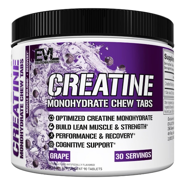 Evlution Nutrition Creatine Monohydrate Chew Tabs - Muscle Growth, Strength,