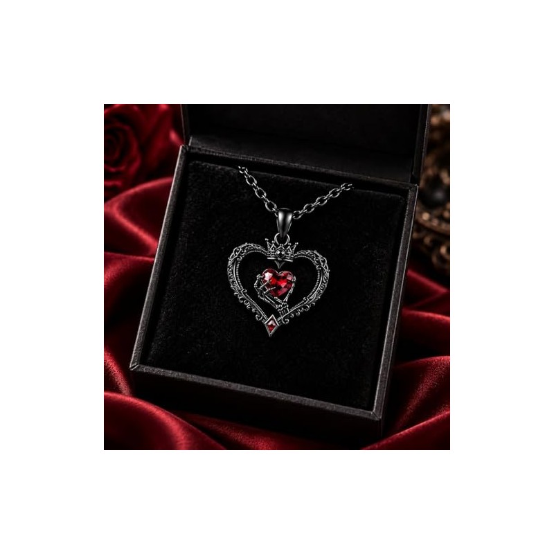 REDSUN - Collar de mano con esqueleto y corazón negro