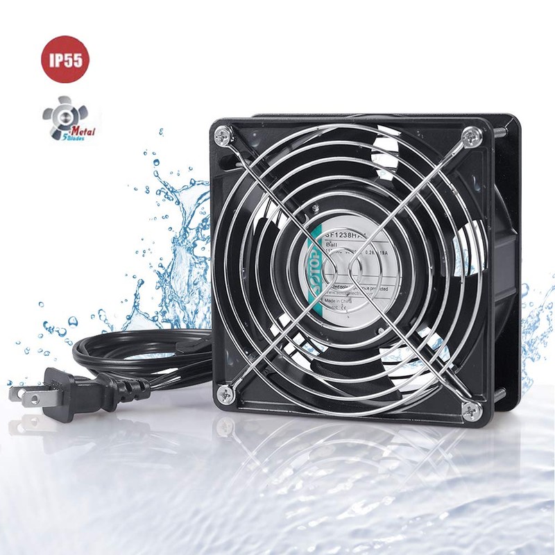 SOTOP IP55 Waterproof Metal Blades Axial Fan, 115V AC 120mm