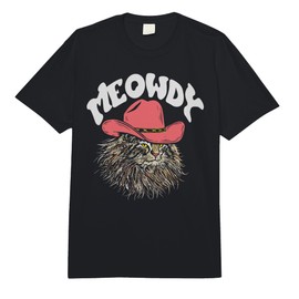 Meowdy! Funny Country Tabby Cat Pink Cowboy Hat Vintage Comfort Colors Adult Heavyweight T-Shirt