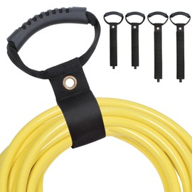WISEPRO 4 Pack Extension Cord Holder Storage Straps, 19 Inch & 24 Inch Adjustable Hook and Loop Cable Straps with Handle for Electrical Cords Cable Rope Hose Organizers and Storage
